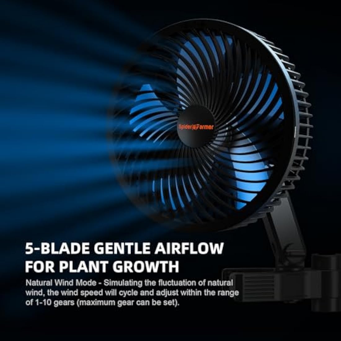 SPIDER FARMER Grow Tent Fan 6" with 10 Dynamic Wind Speeds and 10-Level Oscillation, EC Motor, Weatherproof IP-44, Auto Oscillating Clip Fan, Powerful Airflow but Quiet 2PCS