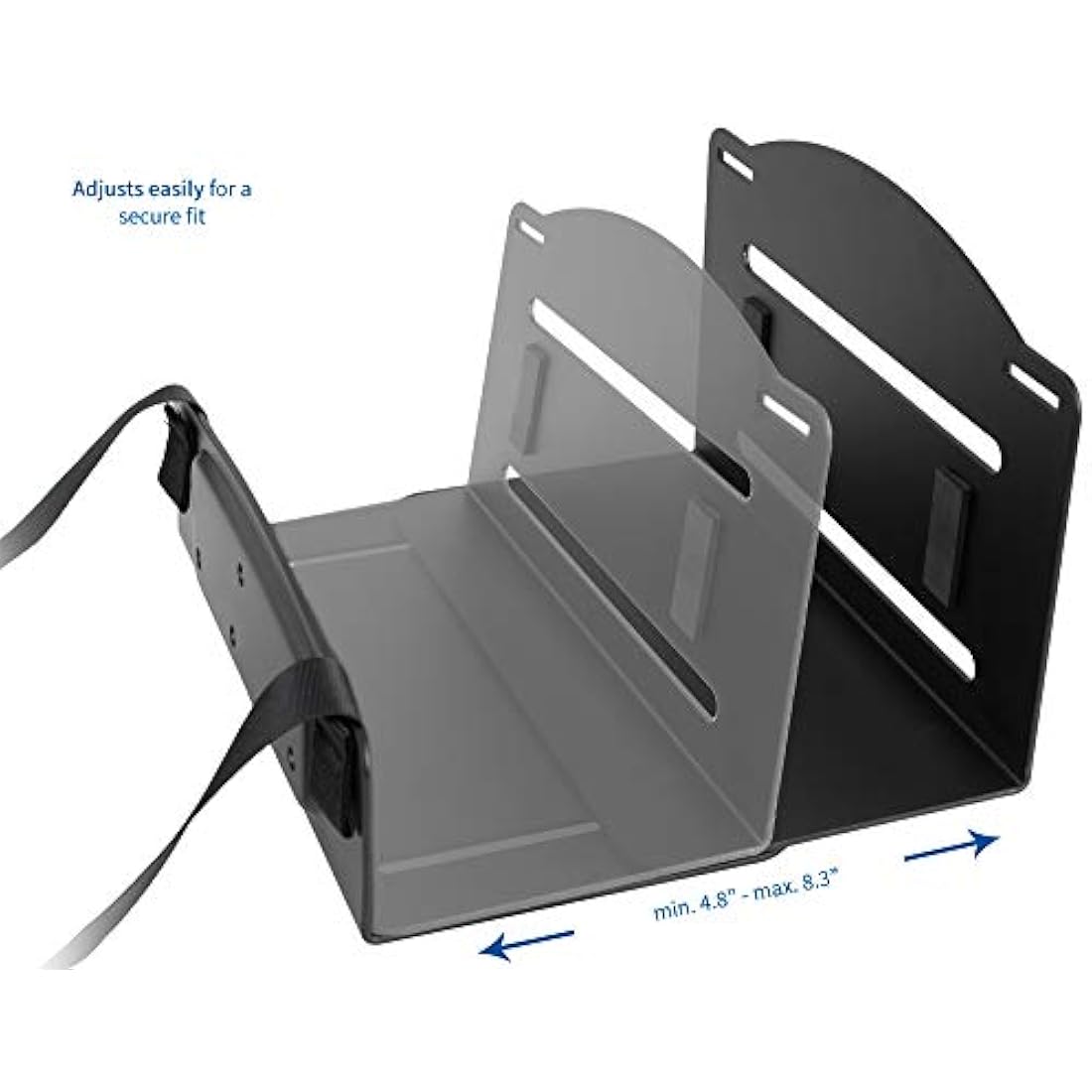 VIVO Universal PC Wall Mount, Adjustable Steel Bracket, Computer Case, Open Frame CPU Strap Holder, Black, MOUNT-PC03V