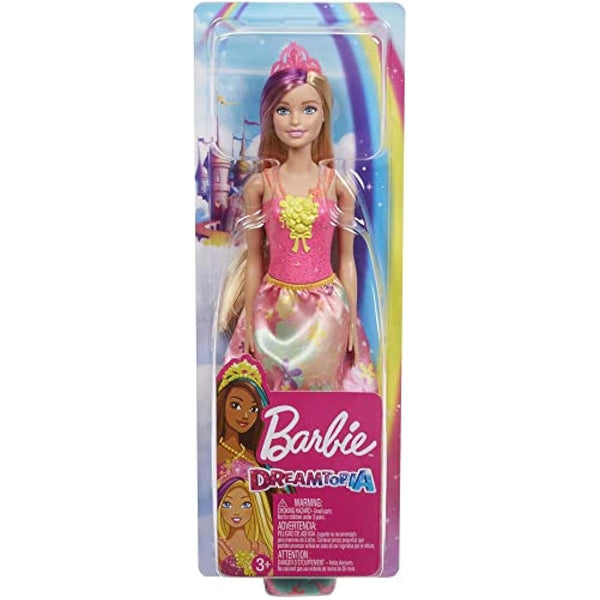 Barbie Dreamtopia Princess Doll, 12-Inch, Blonde with Purple Hairstreak Wearing Pink Skirt and Tiara, for 3 to 7 Year Olds, GJK13