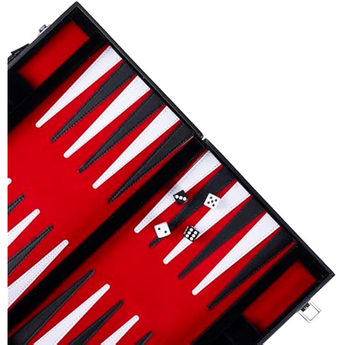 Engelhart- 250516 - Backgammon 15"- Open: 36 x 48 cm - inlaid velvet and stitching leatherette playing field in attache case