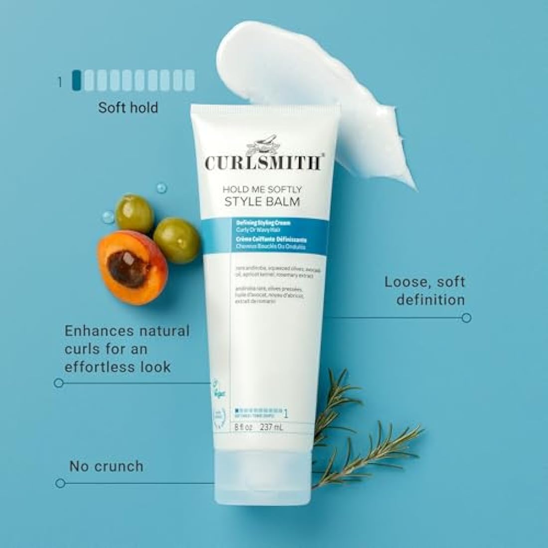 Curlsmith - Hold Me Softly Style Balm - Vegan Soft Hold Styling Cream for Wavy and Curly Hair, Natural Look (474ml)