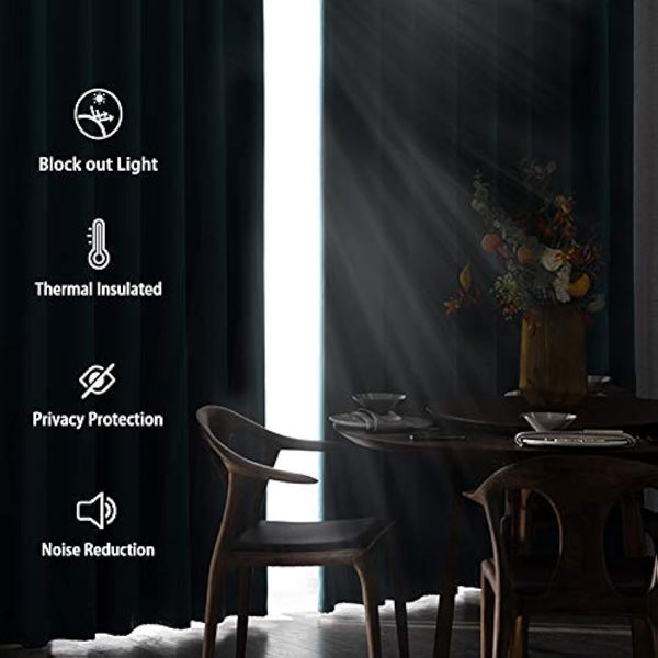 DWCN Dark Grey Blackout Curtains with Tiebacks for Bedroom Thermal Insulated Solid Eyelet Curtains for Living Room,2 Panels,66" Wide x 90" Drop