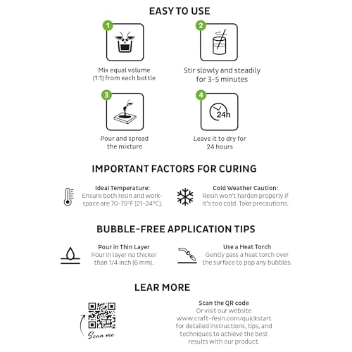 CRAFT RESIN 4L Crystal Clear Epoxy Resin Kit - Food Safe & UV Resistant for DIY Art, Wood, Jewellery Making, Coasters, Mould Casting Resin Epoxy - Low Viscosity, Self Leveling for Beginners & Pros