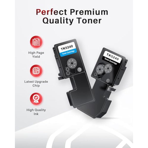 Halloya TK-5240 Toner Compatible for Kyocera TK 5240 TK5240 for Ecosys M5526cdw M5526cdn P5026cdw P5026cdn (Black Cyan Magenta Yellow, 4-Pack)