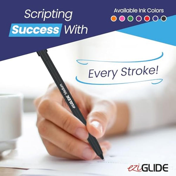 Eziglide 50-Pack Ballpoint Pens, Orange - Smooth Writing Action-Medium Point Nib (1.0mm), Multipack Ball Point Pen Ideal for School, Work, Home stationary