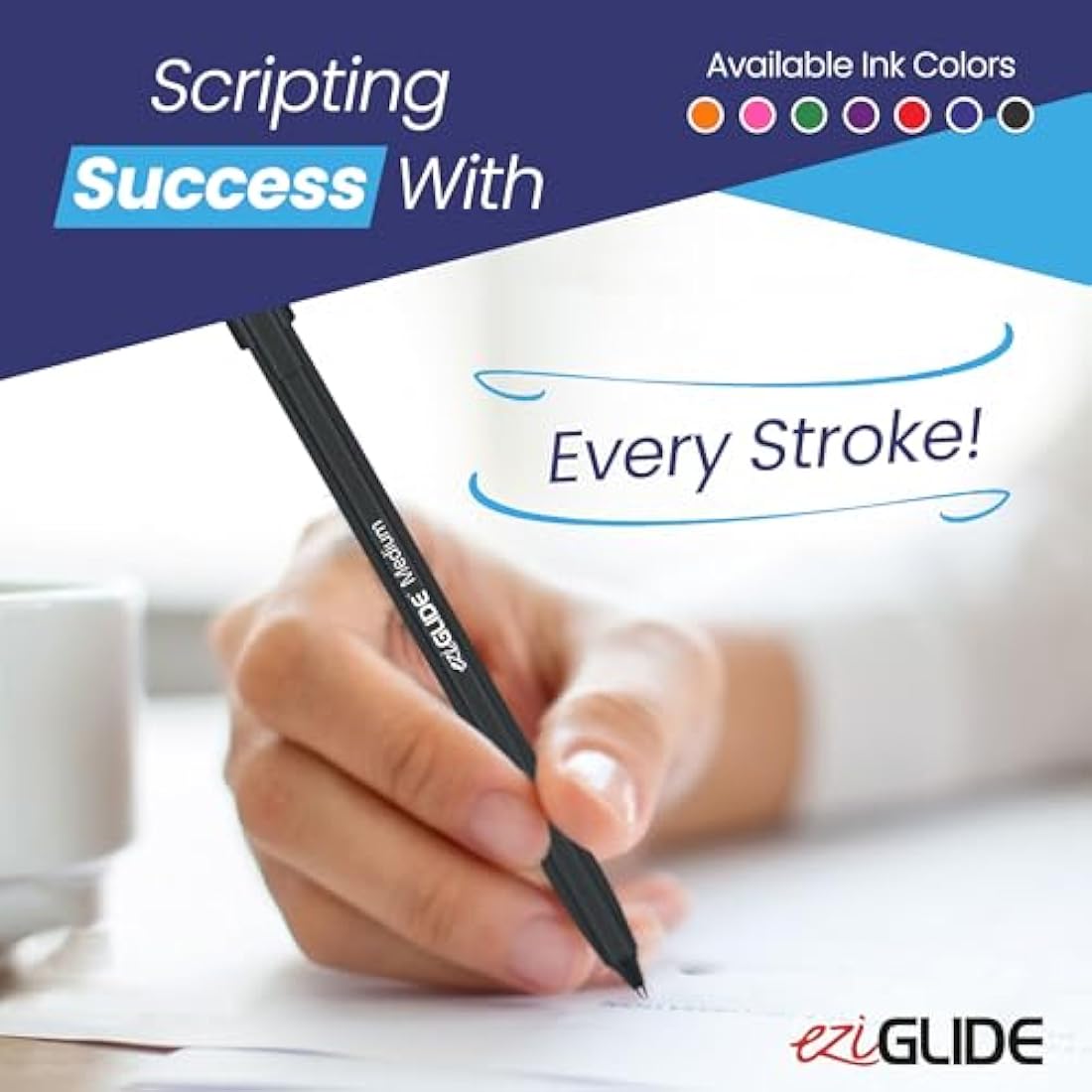 Eziglide 100-Pack Ballpoint Pen Set, Purple – Medium Point Nib (1.0mm) for Smooth Writing & Easy Grip – Multipack Purple Biro, Ideal for School, Home, Work, Exams & Stationery Use