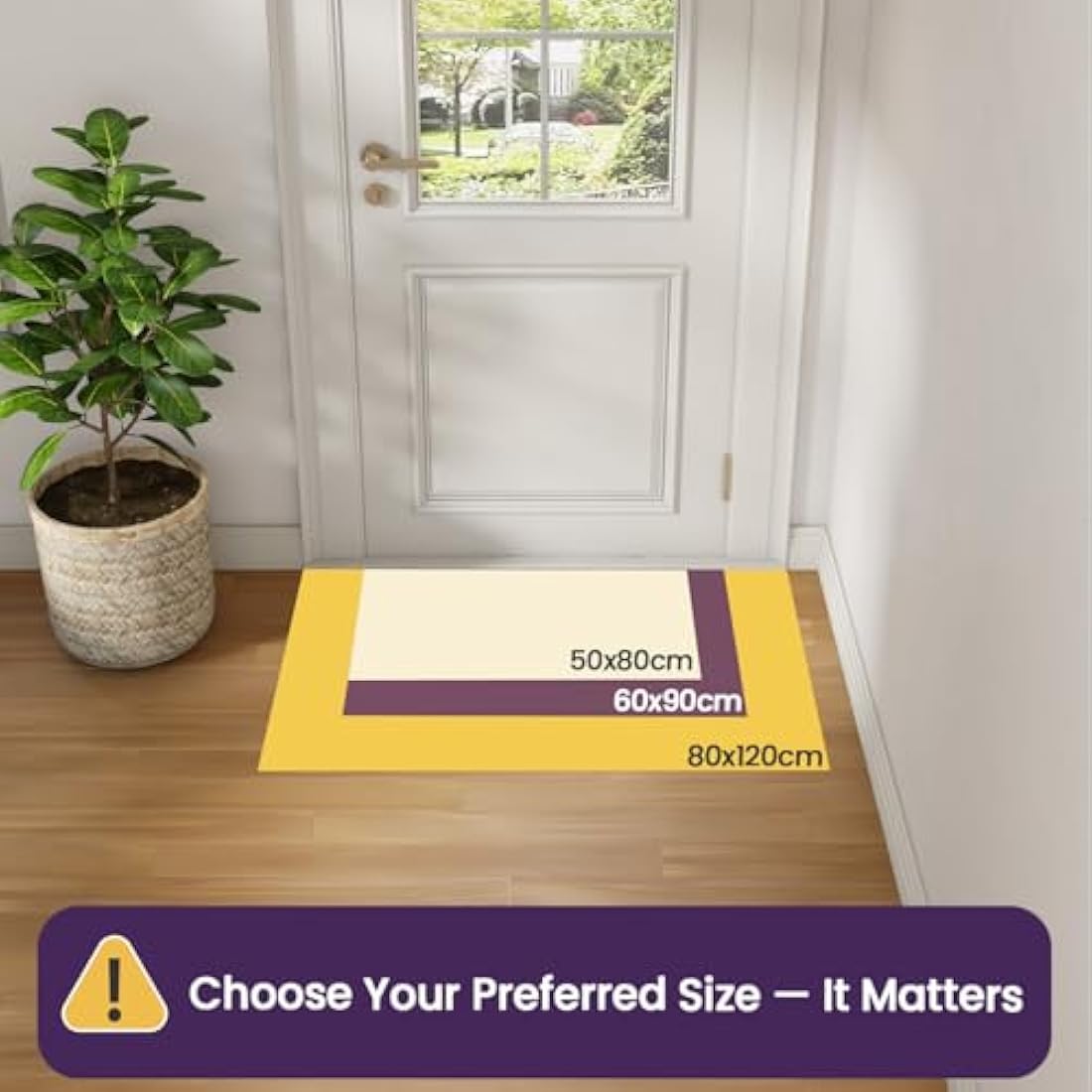 DEXI Dirt Trapper Door Mat Indoor, Non-slip Doormats Inside, Machine Washable, Super Absorbent Entrance Mats Soft Floor Carpet Rug, 50 x 80 cm, Black-Grey