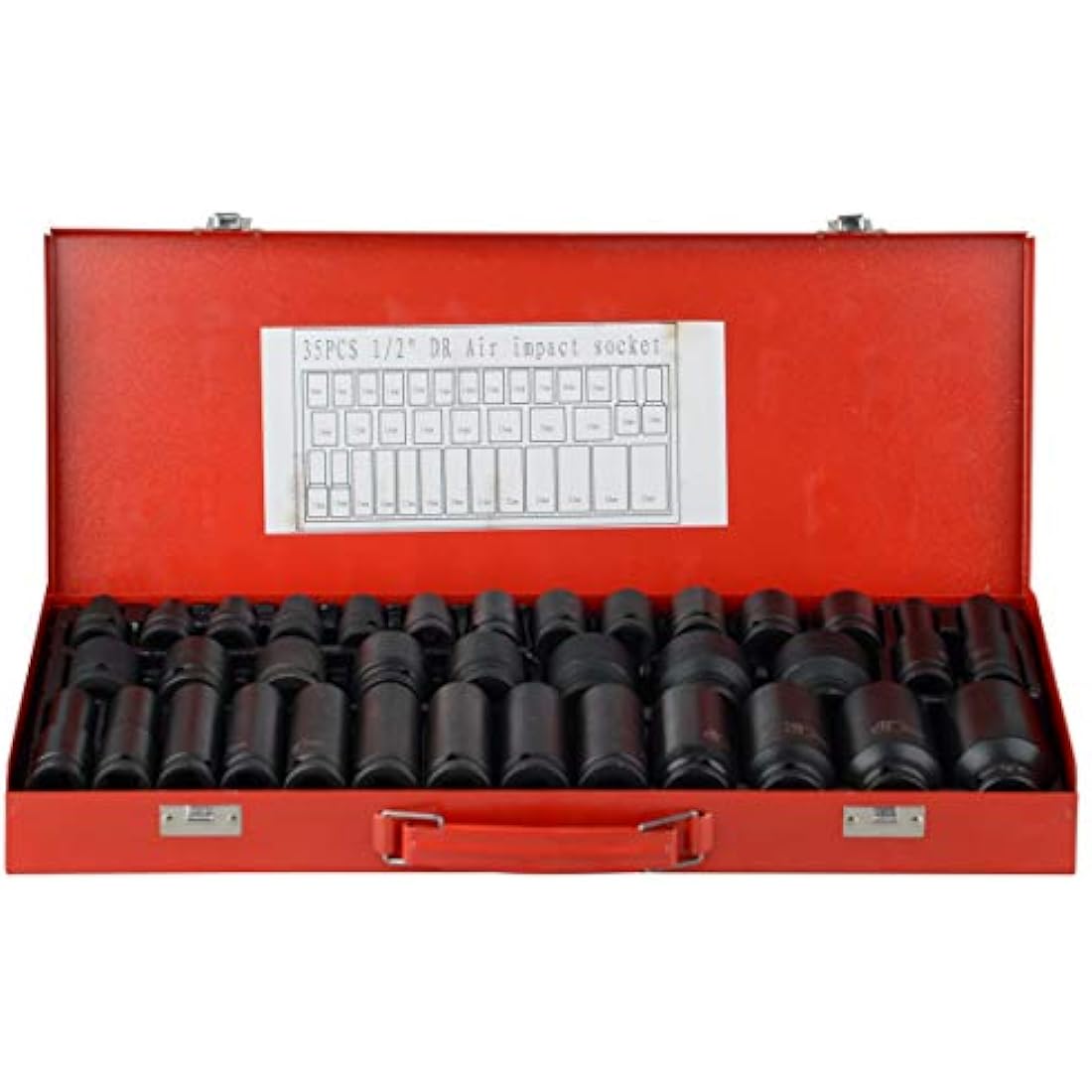 35pcs 1/2" Drive 6 Point 8-32mm Metric Deep Impact Socket Set Car Garage Tools