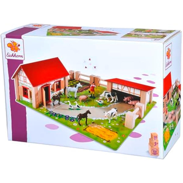 Eichhorn Liitle Farm Wooden Toy Set (21-Piece, Multi-Colour)