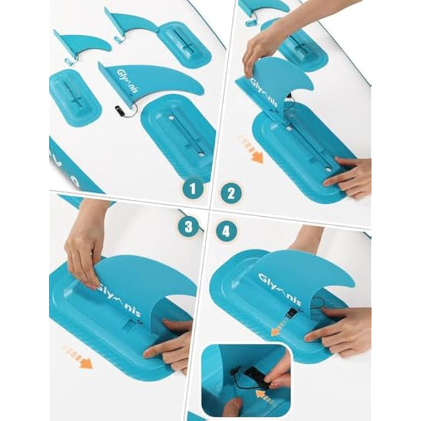 Glymnis Inflatable Stand Up Paddle Board 10'6"×32"×6" SUP Paddleboard with Adjustable Paddle, Pump, Backpack, Leash, Fin, Repair Kit, Non-Slip Paddle Boards for Adults & Youth