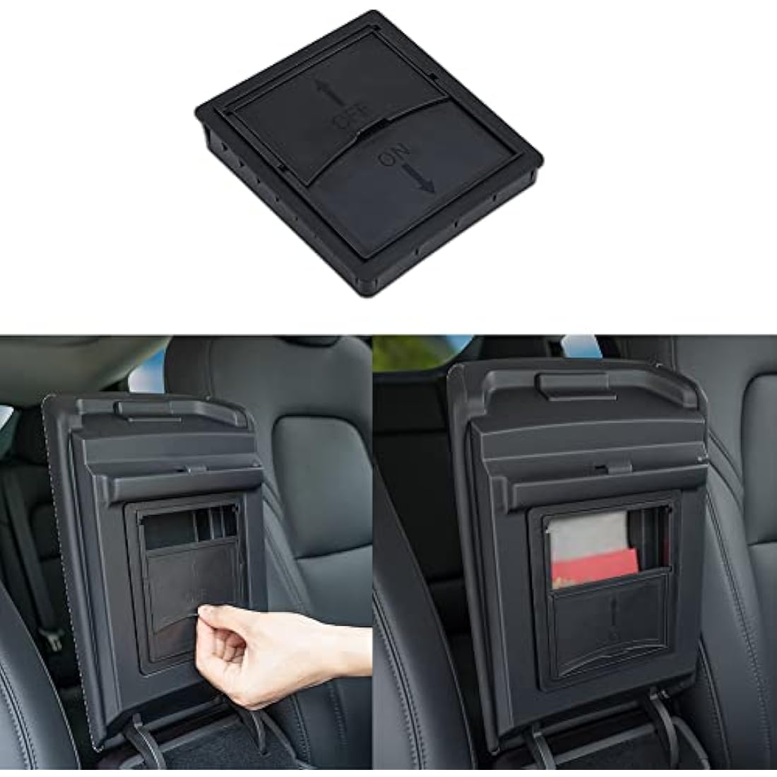 Center Console Organizer Tray + Armrest Hidden Storage Box + Cup holder 3 PCS for Tesla Model 3 Model Y 2023 2022 2021, Car Interior Flocked Hidden Cubby Drawer, Drink Holder
