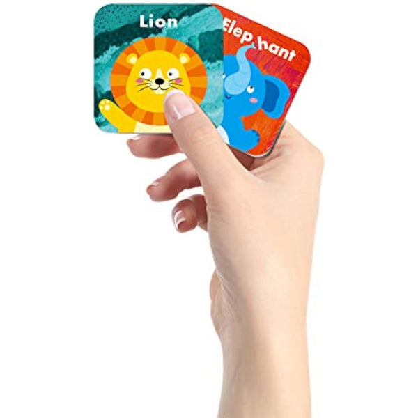 Hebayy 36 Pair Animals Matching Game Cartoon Flash Cards Erasable(72 PCs, Each Measures 2” X 2”)