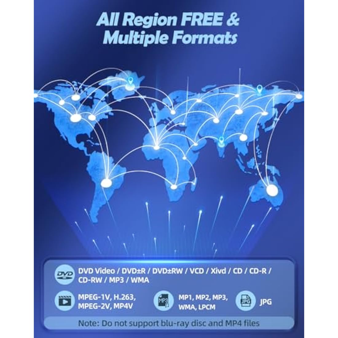 DVD Player Arafuna, DVD Player for TV, Multi Region DVD Player, DVD/CD Player HDMI 1080P with AV output, USB/TF Card input, remote control, AV cable, Support PAL/NTSC