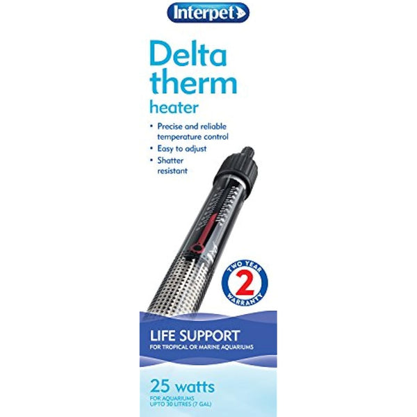 Interpet Deltatherm Aquarium Fish Tank Heater, adjustable, for Tropical and Marine, 25 W, for aquariums up to 30 litres,Black