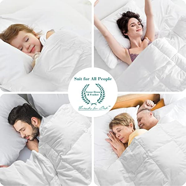 Threads For Bed 13.5 tog Down & Feather Duvet, Super King, 100% Cotton Down Proof Fabric, Machine Washable with Premium Box-Stitch Design