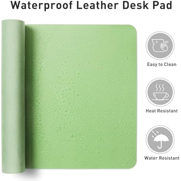 Aothia Desk Pad,Mouse Pad,Office Desk Mat,Non-Slip PU Leather Desk Mat,Waterproof Writing Pad for Office and Home (91cmx43cm,Foam Green)