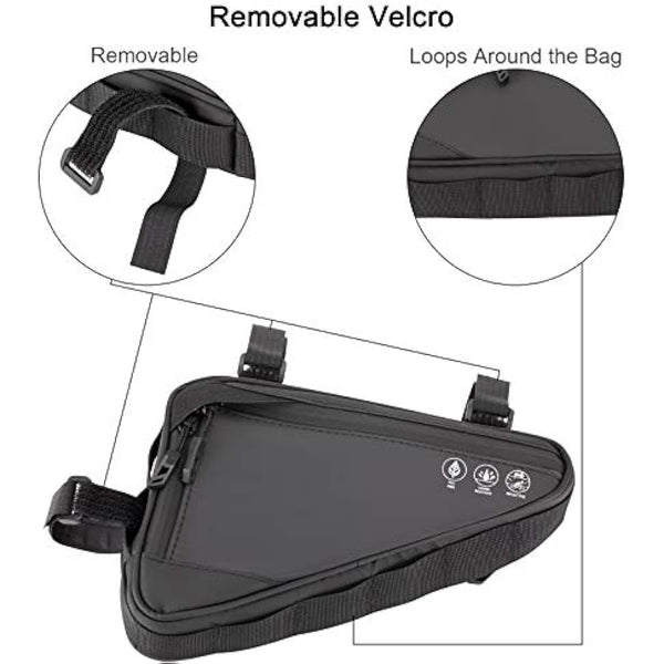 Eyein Bike Triangle Frame Bag, Cycling Waterproof Front Handlebar Bag Strap-On Saddle Pouch Storage Tube Bag with Reflective Stripe for Phone Cash, Repair Tool, Mini Pump Outdoor Sports Riding