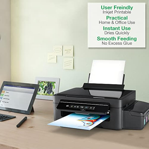 Evergreen Goods 100 Sheets A4 Transparent Sticker Paper Vinyl | Inkjet Printable Self Adhesive Glossy Clear Printable Vinyl Stickers for Creating Labels and Signs | Not Waterproof