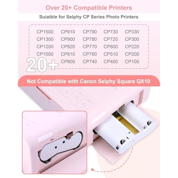 Aken Ink and Paper Set, KP-108IN 3115B001(AA) for Canon Selphy CP Series Photo Printers, 3 Ink Cartridges and 108 Glossy 4x6 inch Photo Papers