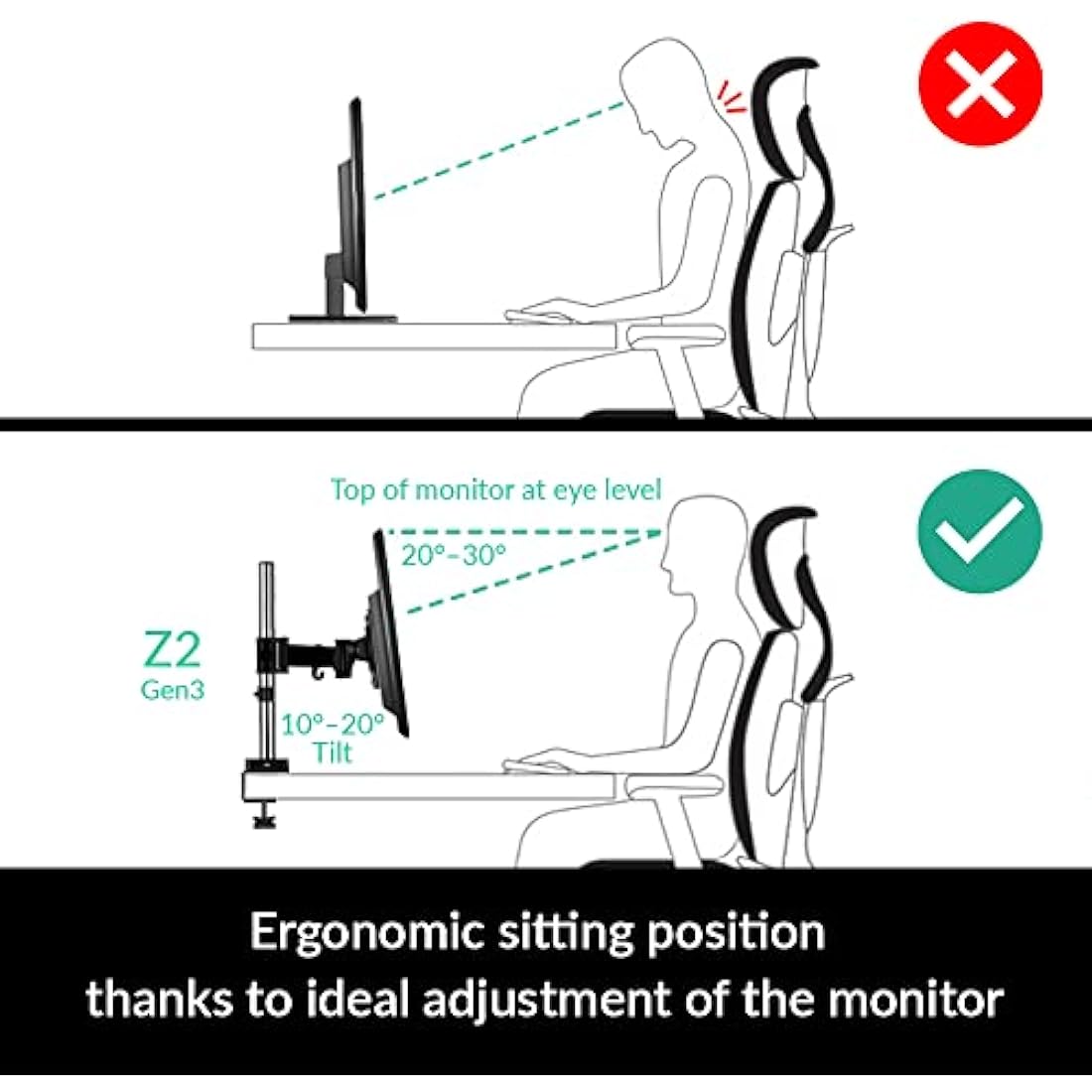 ARCTIC Z2 (Gen 3) - Double Monitor Arm, Monitor stand for up to 34"/35" Ultrawide, up to 15 kg (33 lbs) per Arm, USB Hub, Easy Monitor Adjustment, Flexible - Matt black
