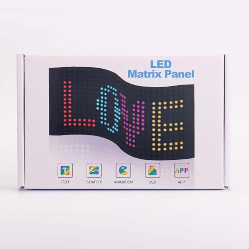 Qnoavve Bluetooth App Control LED Sign, 14.6"x3.6" Devil Eyes Car Lights, Flexible USB 5V LED Car Sign, Programmable Customizable Display Panel, Scrolling Message Board for Store Bar Hotel Party