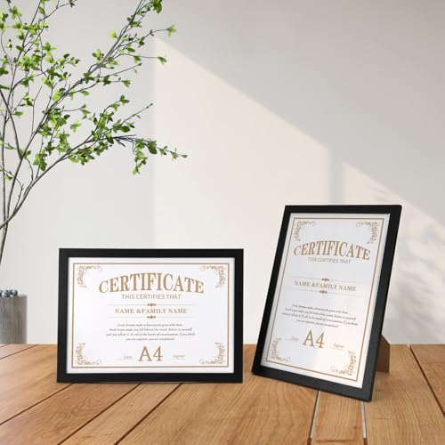 HORLIMER A4 Frames Pack of 15, Black A4 Picture Frame for Displaying Certificates, Posters, Prints, and Documents on Wall or Tabletop