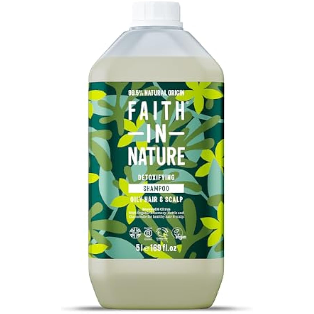 Faith In Nature Natural Seaweed & Citrus Shampoo, Detoxifying for Oily Hair & Scalp, Vegan & Cruelty Free, No SLS, Silicones or Parabens, 5L Refill Pack