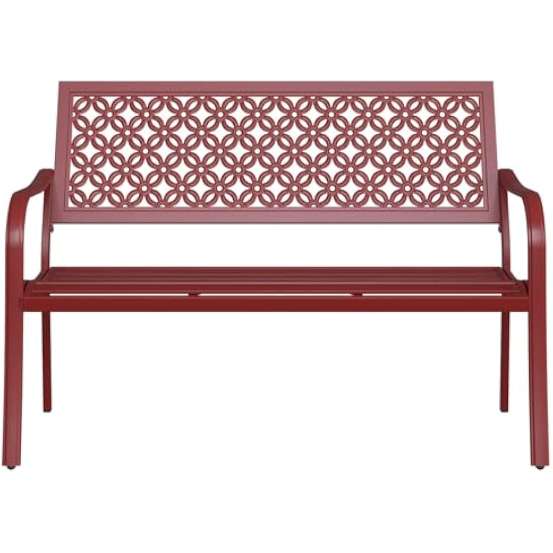 Grand patio Garden Bench, Outdoor Bench with 2-3 Seater, Rust Resistant, Stamped Pattern, Choice of Colours, Suitable for Indoor, Outdoor, Patio, Park (Bossa Nova Red)