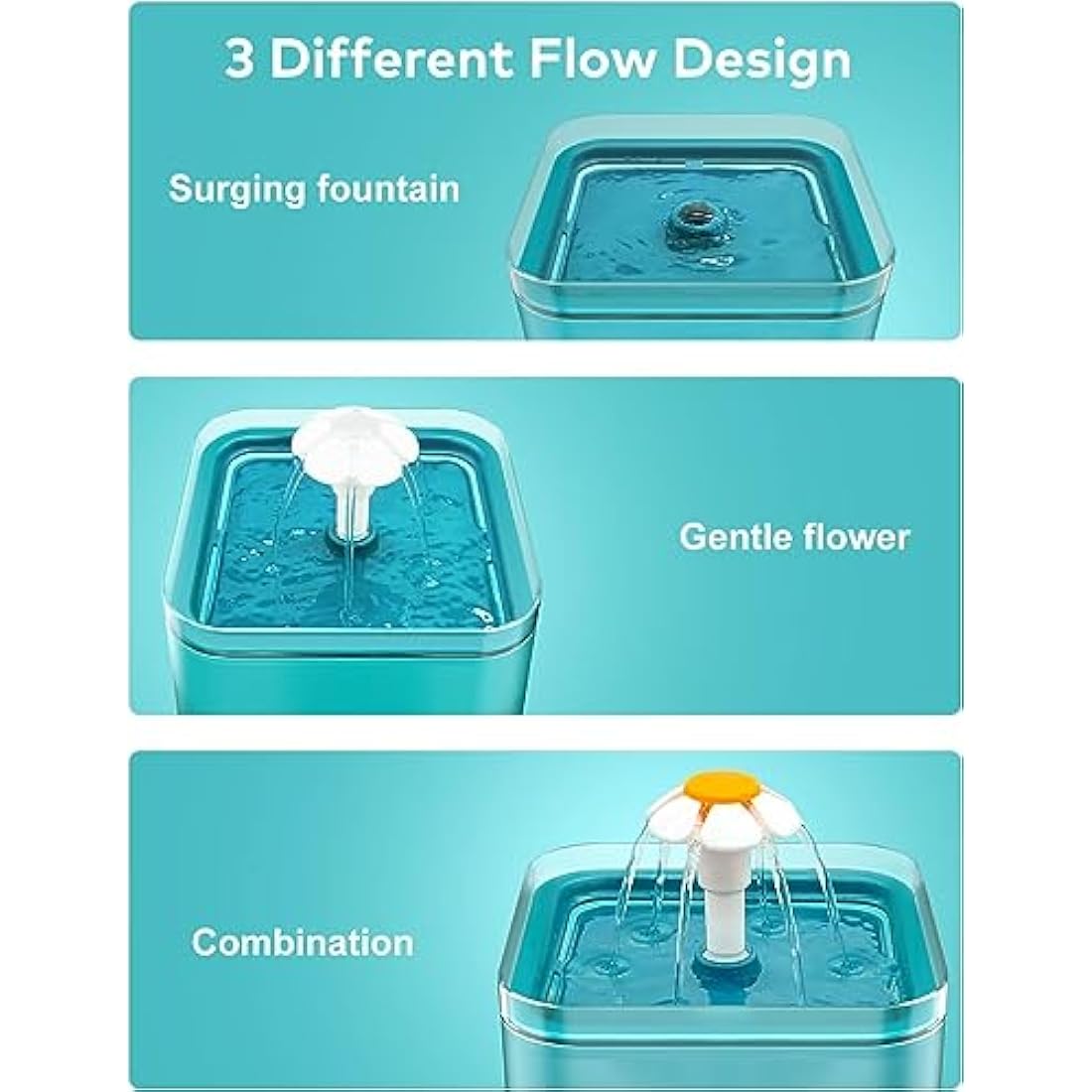 AONBOY Cat Water Fountain with 6 Filters（cyan）