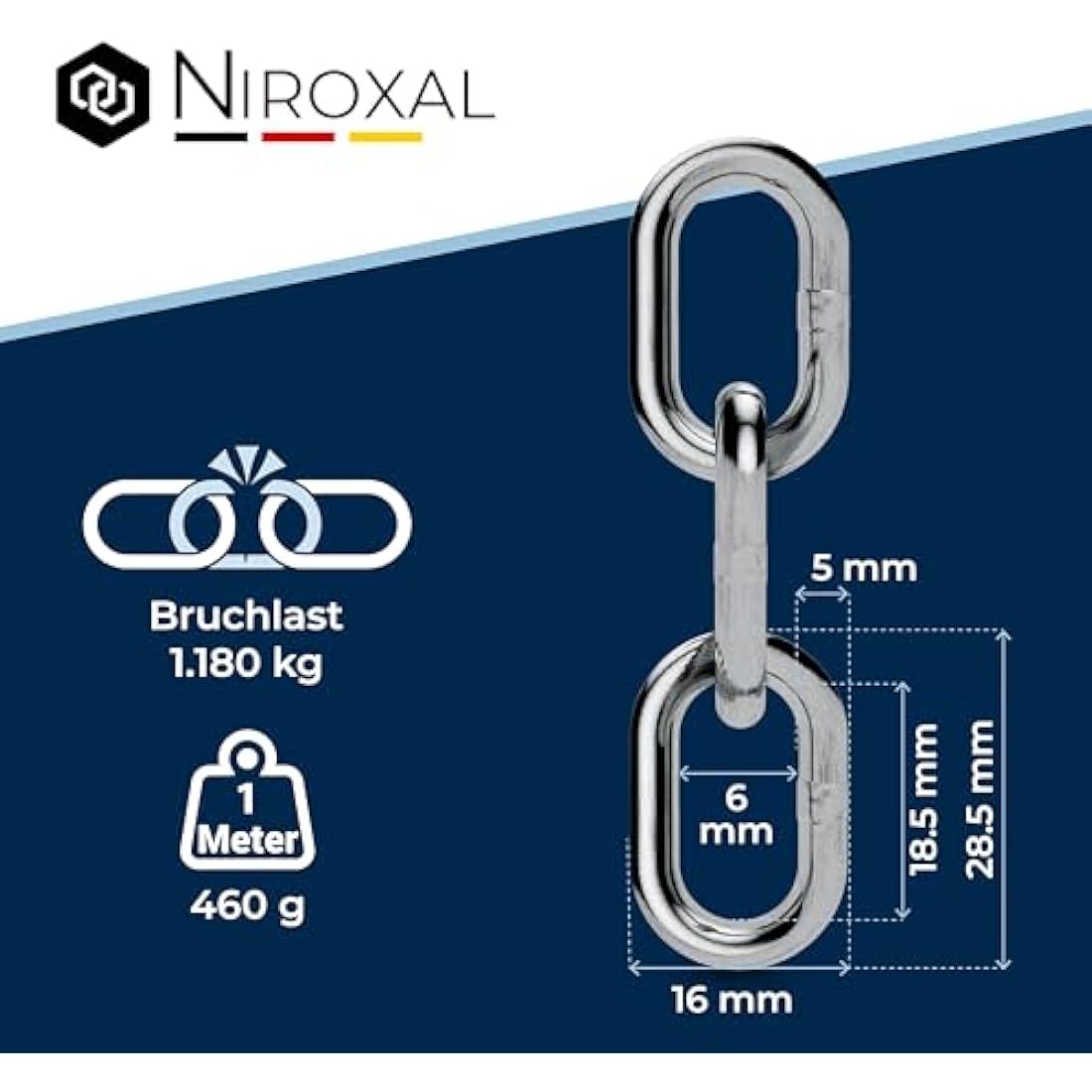 14-Meter 5-mm Thick Stainless Steel Chain V4A Short-Linked from NietFullThings on Piece Anchor Chain DIN 5685 DIN 766 14-m