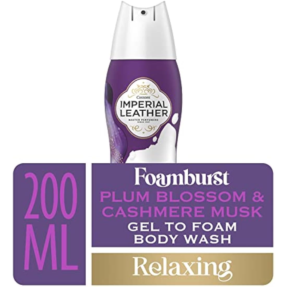 Imperial Leather Foamburst Relaxing Shower Gel, Plum Blossom & Cashmere Musk Body Wash, Luxurious Foam Lather, Gentle Skin Care, Bulk Buy, Pack of 6 x 200ml