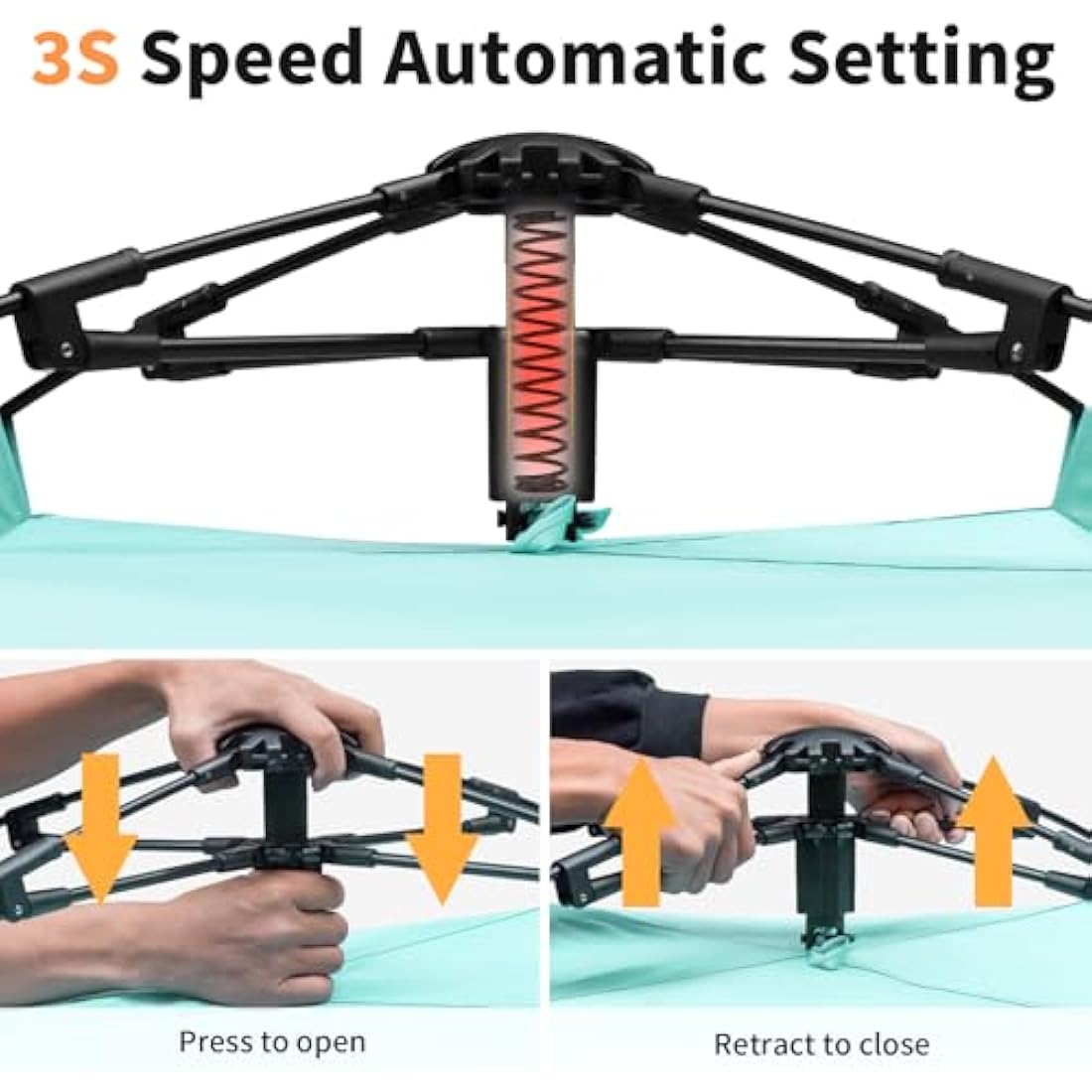 3-4 Person Instant Pop Up Automatic Beach Tent, Extra Large Portable Ventilated Sun Shelter with 3 expandable Door, Easy Setup Lightweight Sun Shade for Picnic,Beach,Garden