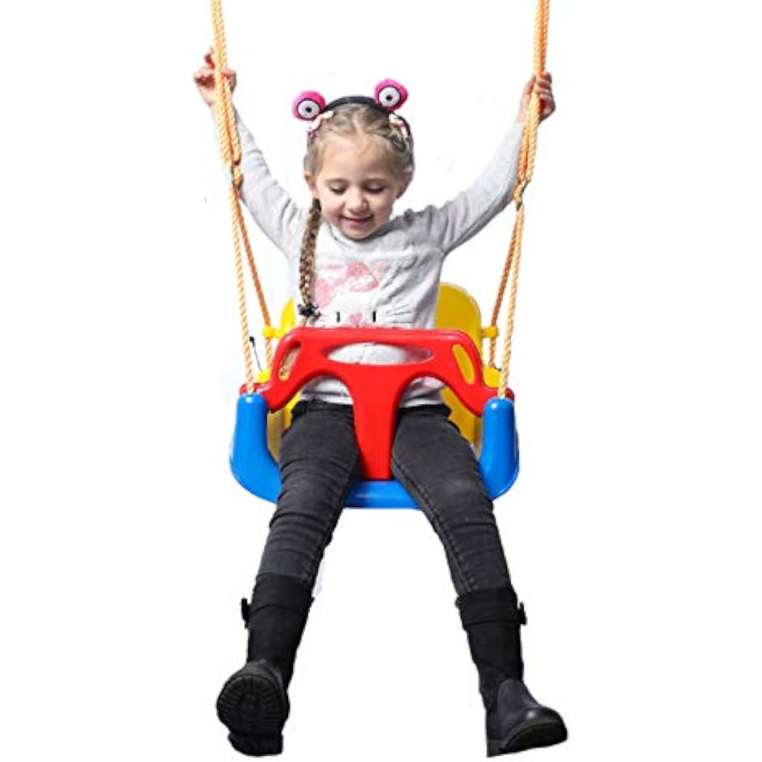 IFOYO 3-in-1 Swing Seat, Adjustable High-Back Secure Baby Swing Seat for Garden and Playgrounds Play, Detachable and Portable Toddler Swing with Safety Harness for Kids 6 months - 8 years (Blue)