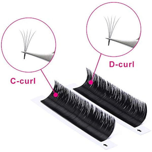 Fadlash Easy Fan Lashes C Curl 0.07 11-12-13mm Mixed Tray Russian Lashes Natural Look Self Fanning Eye Lashes Automatic Blooming Russian Eyelashes Extensions