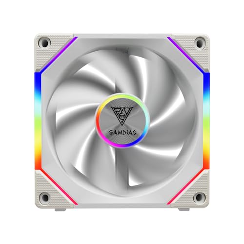 GAMDIAS 120mm ARGB PC Case Fans, Computer Case Fan, Cabless Daisy Chain Connection, Dual Infinity Mirror Lighting, Swappable Fan Blade for Reverse Airflow, Performance 30mm Thick, With Control Box