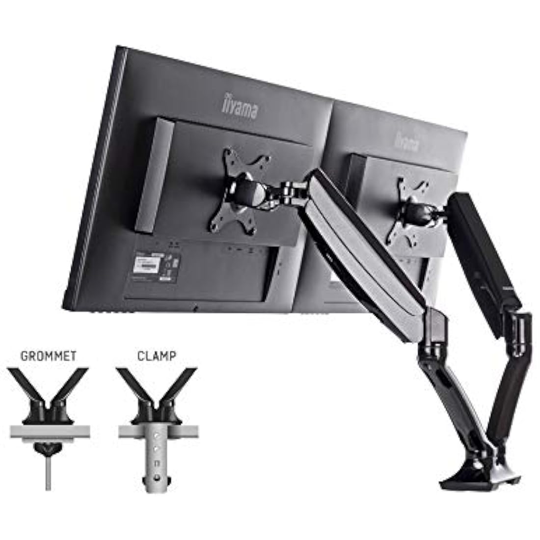 iiyama DS3002C-B1 Dual Gas Spring Desk Mounting Arm - Black