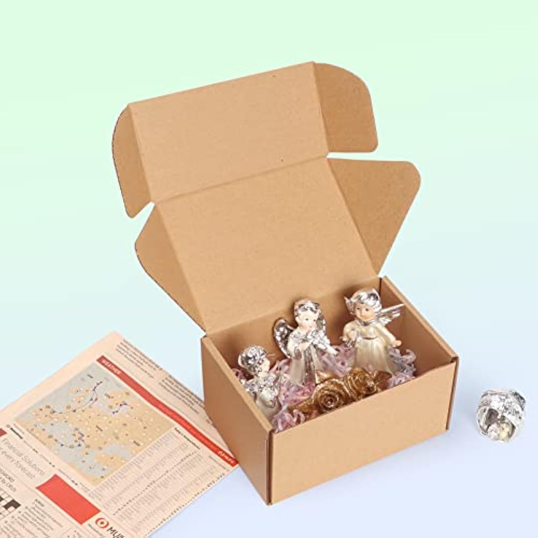 HORLIMER 25 Pack Shipping Boxes, 15.2x10.2x7.6cm(6x4x3 inches) Corrugated Cardboard Mailing Box, Brown