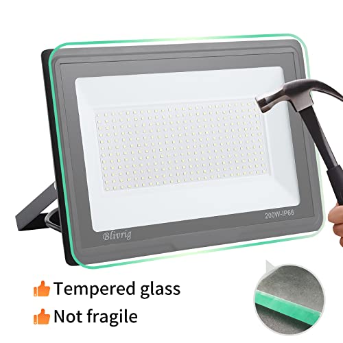 Blivrig 200 W LED Outdoor Spotlight Cool White 6500 K, 20000 LM Outdoor LED Floodlight, IP66 Waterproof Wall LED Headlight, for Terrace, Patio, Paths,