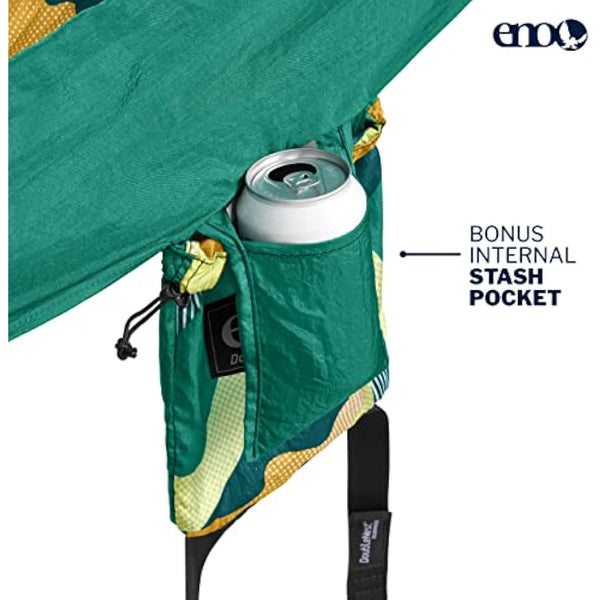 ENO, Eagles Nest Outfitters DoubleNest Print Lightweight Camping Hammock, 1 to 2 Person, Retro/Emerald