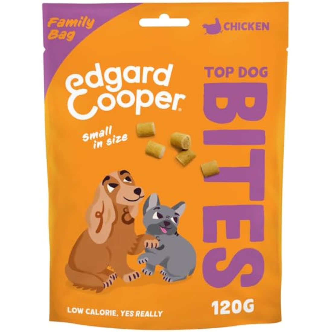 Edgard Cooper Natural Dog Treats - Chicken Top Dog Bites (Small) - (10 x 120g Family Pack), Grain Free, High in Protein & fresh meat, full of essential amino acids for healthy insides