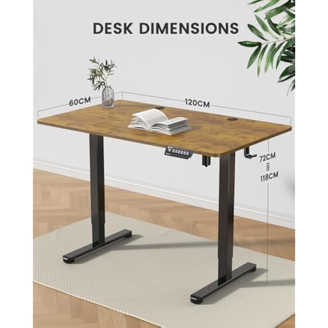 ErGear Electric Standing Desk Height Adjustable 120 x 60cm, Sit Stand Desk with 4 Memory Smart Pannel for Home Office with Splice Board