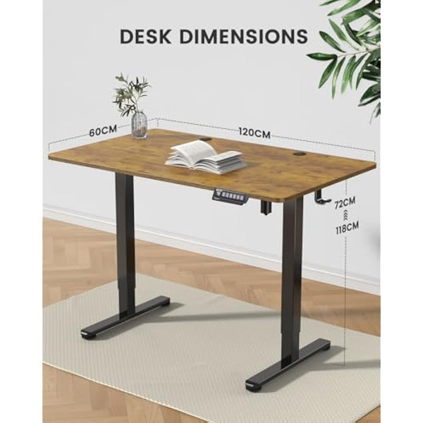 ErGear Electric Standing Desk Height Adjustable 120 x 60cm, Sit Stand Desk with 4 Memory Smart Pannel for Home Office with Splice Board