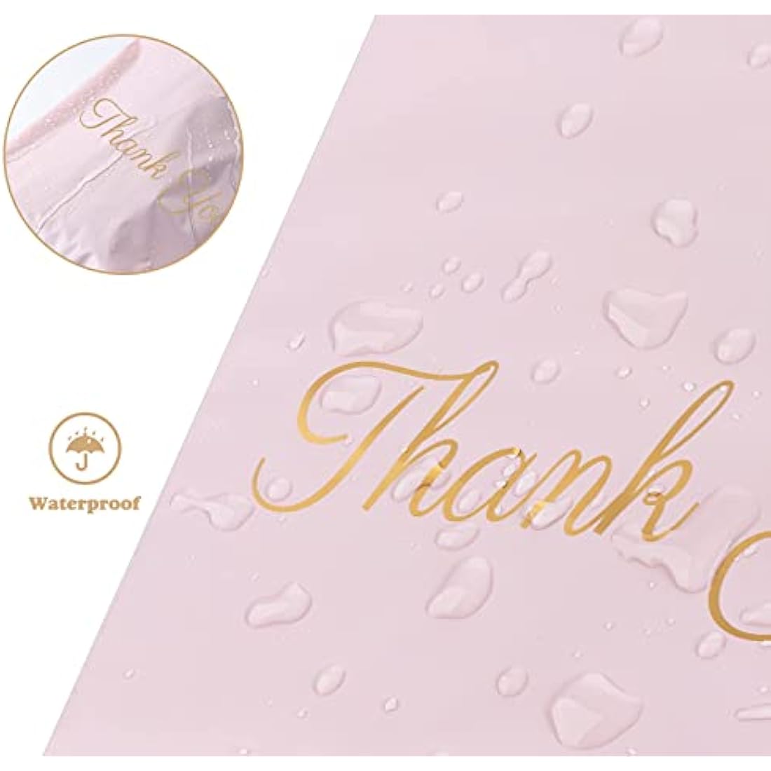 Mailing Bags, 60pcs Rose-Gold Poly Mailers 10x14 Inch(250 x 350mm) with Handle and “Thank You” Self Seal Waterproof Envelope Shipping Bags for Assorted Post Shipping Parcels Package Bags