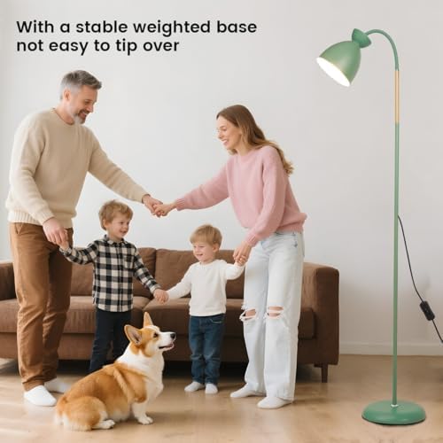 Amdelne ARKA Adjustable Floor Lamp, Bohemian Corner Lamp Scandinavian Modern Reading Light, Standing Lamps for Living Room, Bedroom, Dining Room, Office, 155cm, Metal, Wood, E27 (Bulb Not Included)