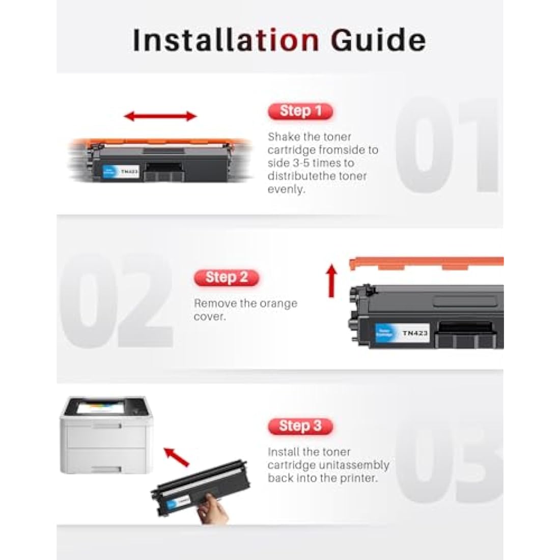 Halloya TN423 Compatible Toner Cartridges Replacement for Brother TN423 TN421 for Brother HL-L8260CDW HL-L8360CDW MFC-L8690CDW MFC-L8900CDW DCP-L8410CDW DCP-L8410CDN ( 4 Pack)