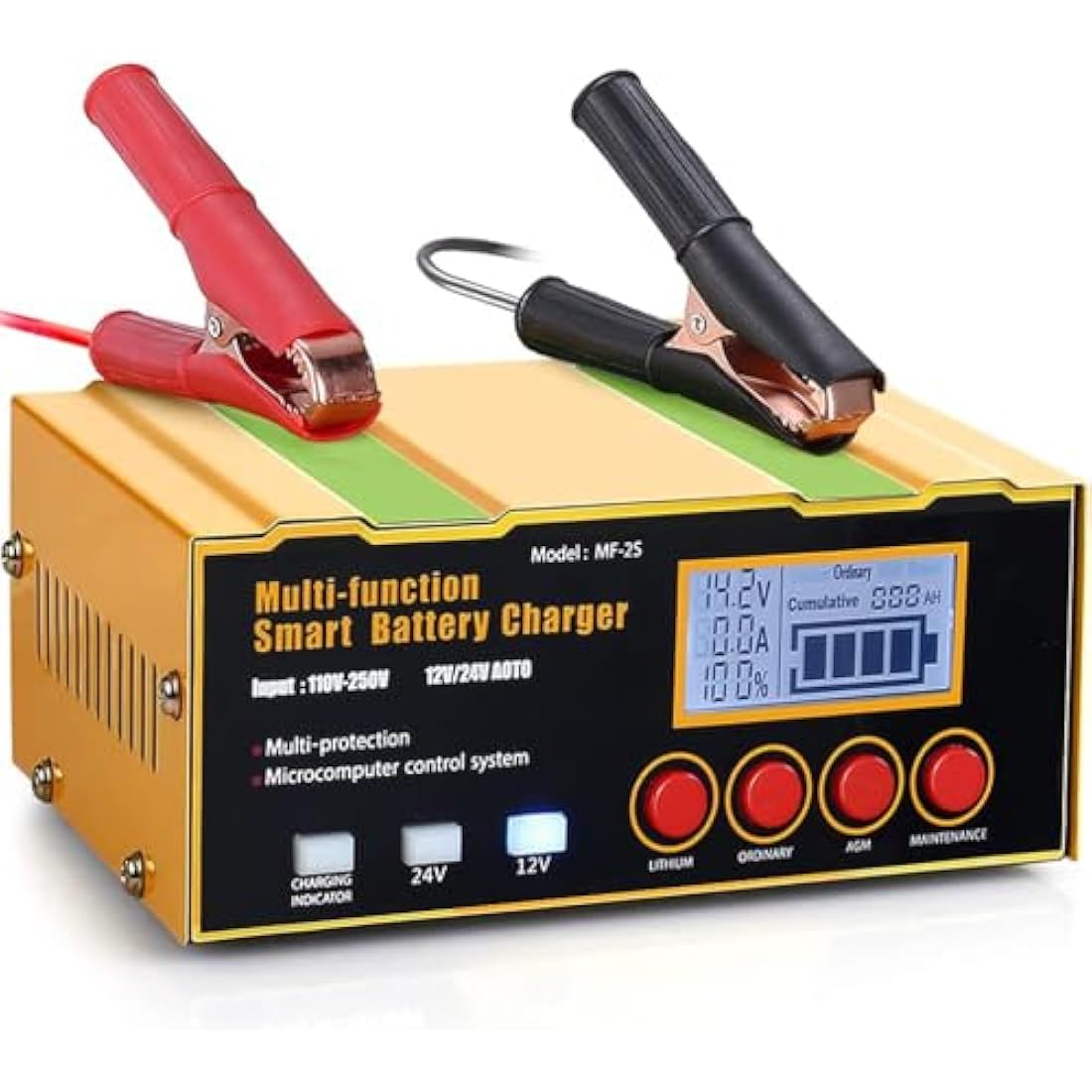 DSGKUU 12Amp Car Battery Charger, LiFePO4 Battery Charger Maintainer Lithium Trickle Charger with LCD Screen, Pulse Repair Suitable for Lead-Acid(AGM/Gel/SLA) Automotive