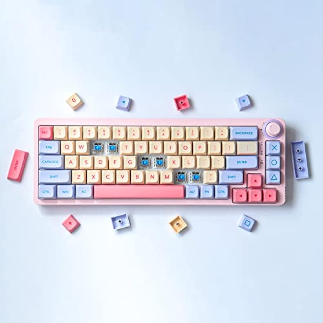 JakeTsai PBT Keycaps,XDA Profile 132 Keys Set Dye Sublimation Keycaps Marshmallow Theme Keycap ANSI Layout Compatible MX Switches Mechanical Keyboard