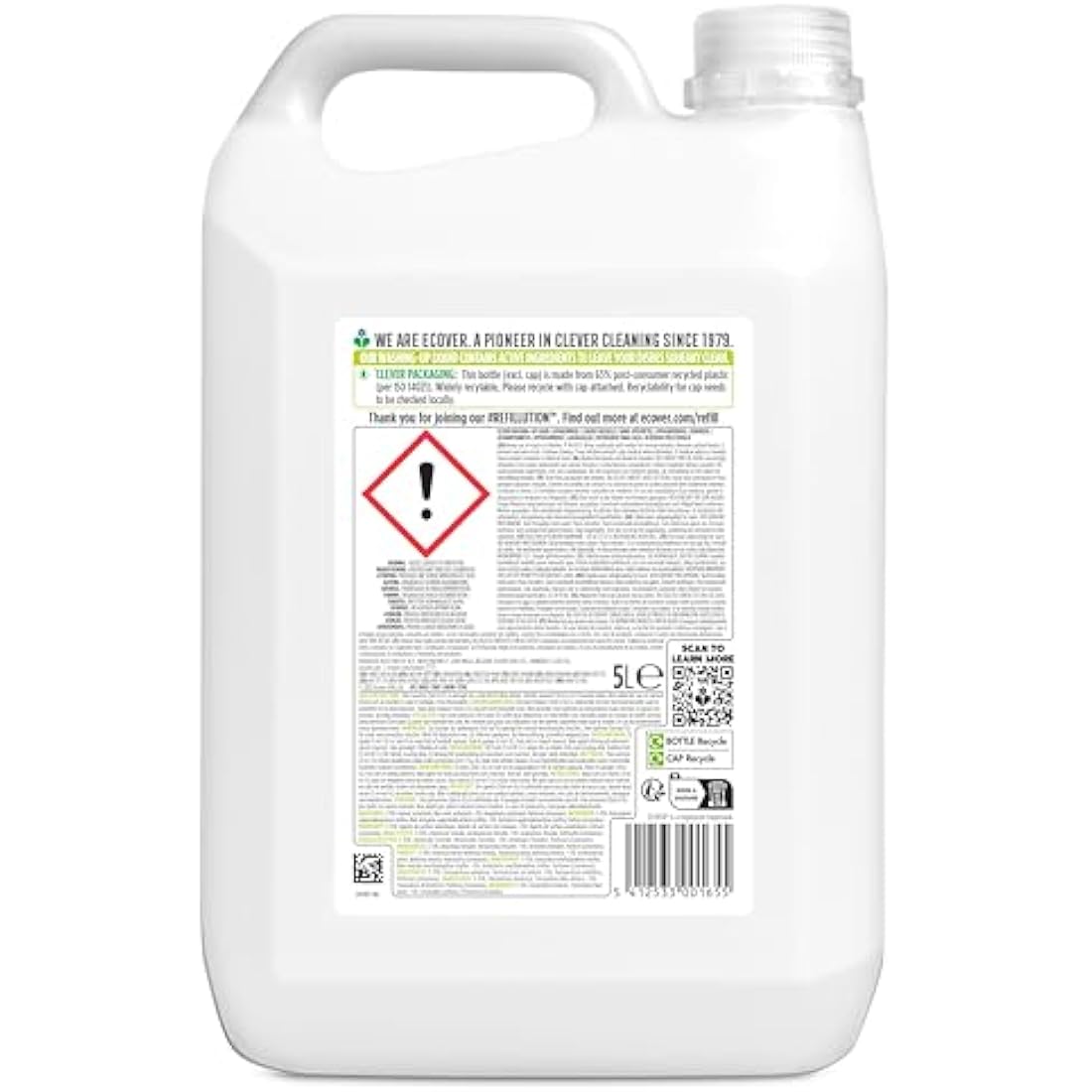 Ecover Washing Up Liquid Refill, Lemon & Aloe Vera, 5L