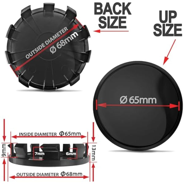 Biomar Labs 4 x 68mm Wheel Centre Alloy Hub Center Caps Compatible with BMW 36136783536 Hubcaps Red Black Skull CB 36