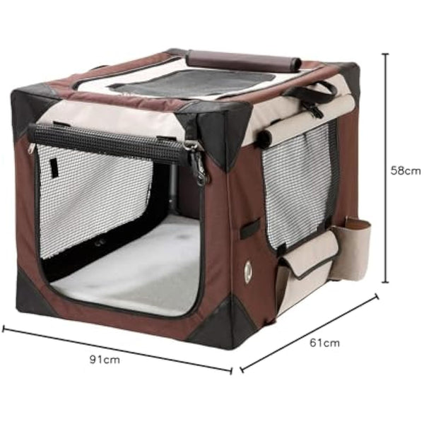 Karlie Flamingo Smart Top de Luxe Travel Box for Dogs, Beige/Brown